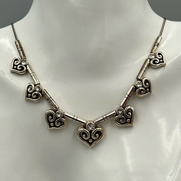 Brighton Alcazar Hearts Silver & Crystal Collar Necklace 2030 - Picture 1 of 6